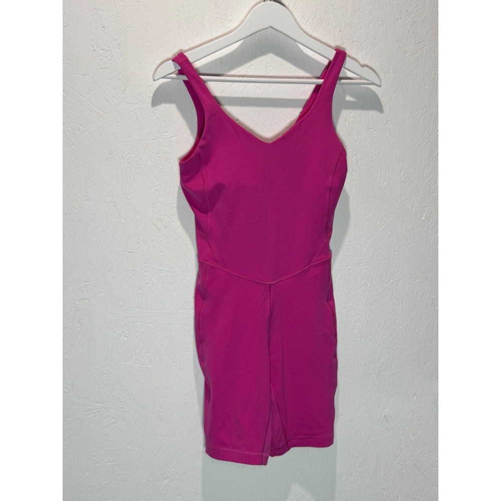 Lululemon Align Bodysuit 8" Shorts Sonic Pink Nulu Yoga Romper Size 6 LW1DSKS